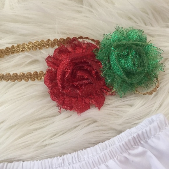 (SOLD) Holiday Diaper Cover and Bow - Picture 2 of 4